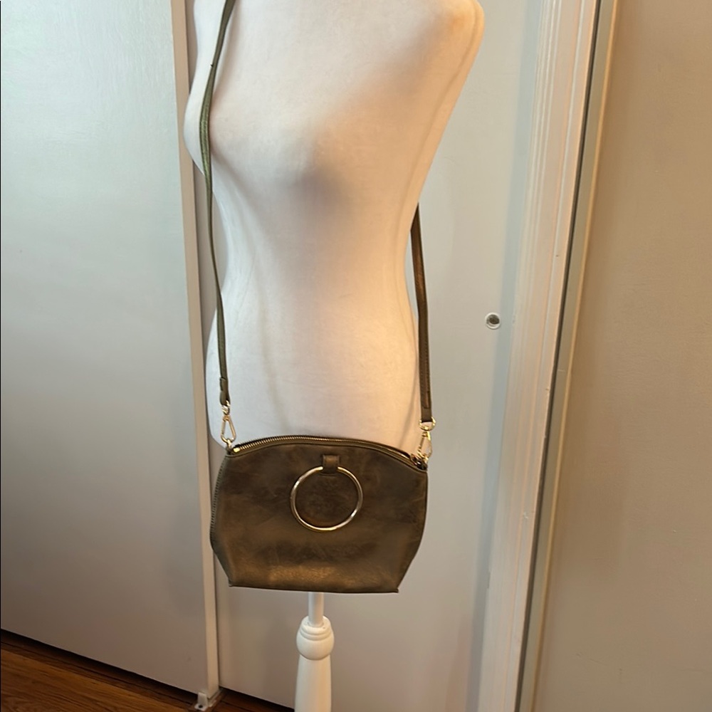 Anthropology Elegant Olive Green Crossbody Bag